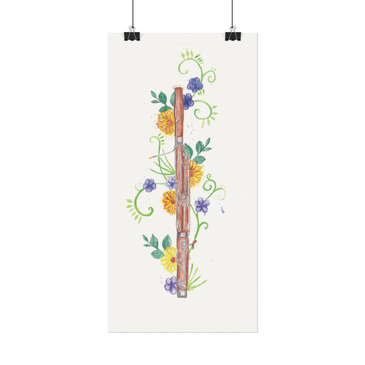 Bassoon Flowers Watercolor Print - Botanical Instruments