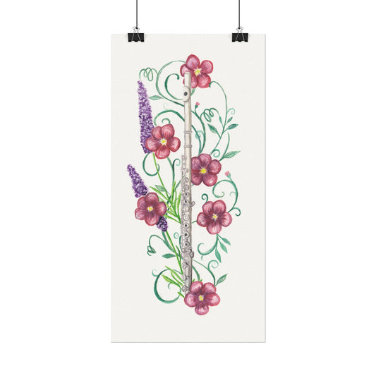 Flute Blooms Watercolor Print - Botanical Instruments